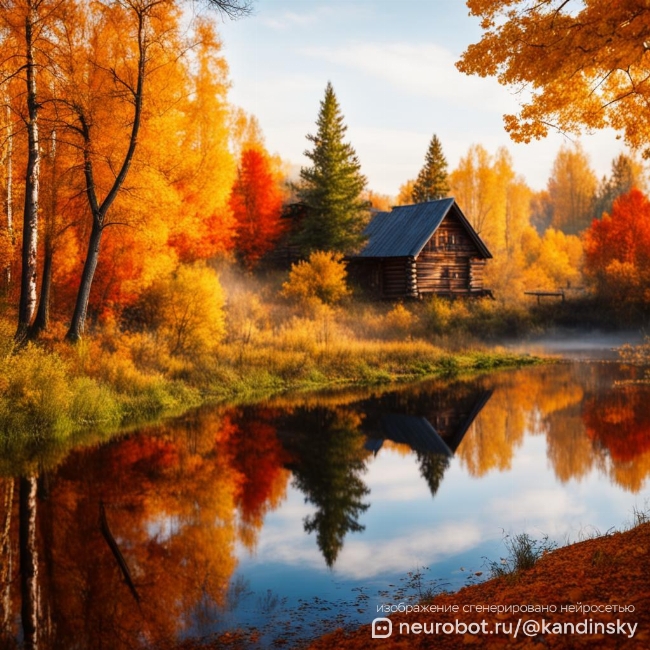 Спокойный осенний пейзаж в российской деревне