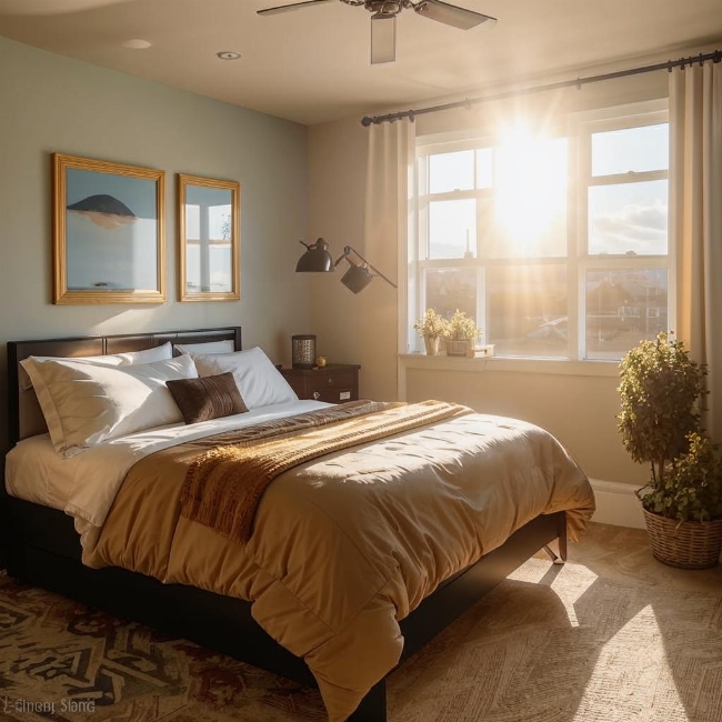Залитая солнцем спальня