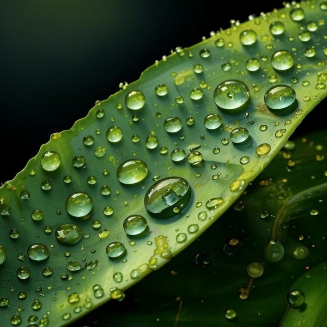 Капли воды на листе