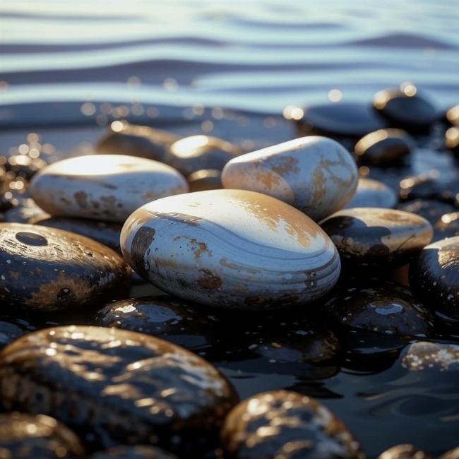 Гладкие речные камни