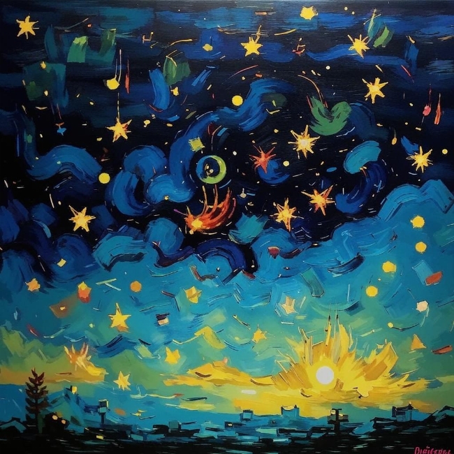 Ночное небо со звездами