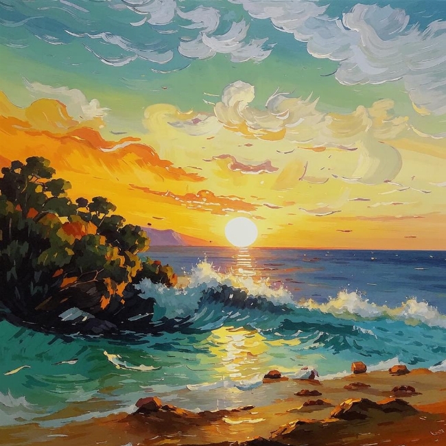 Восход солнца над морем