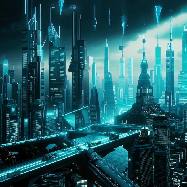 Футуристический городской пейзаж