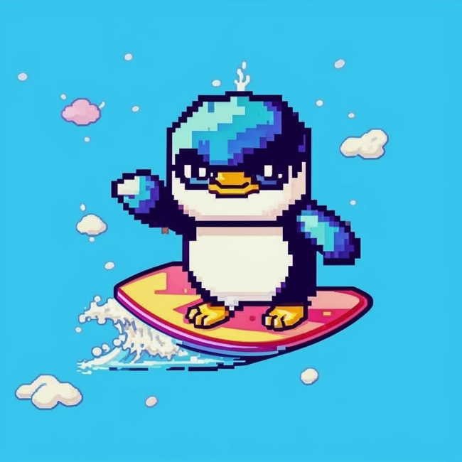 Пингвин на серфе