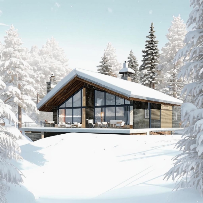 Шале в снегу