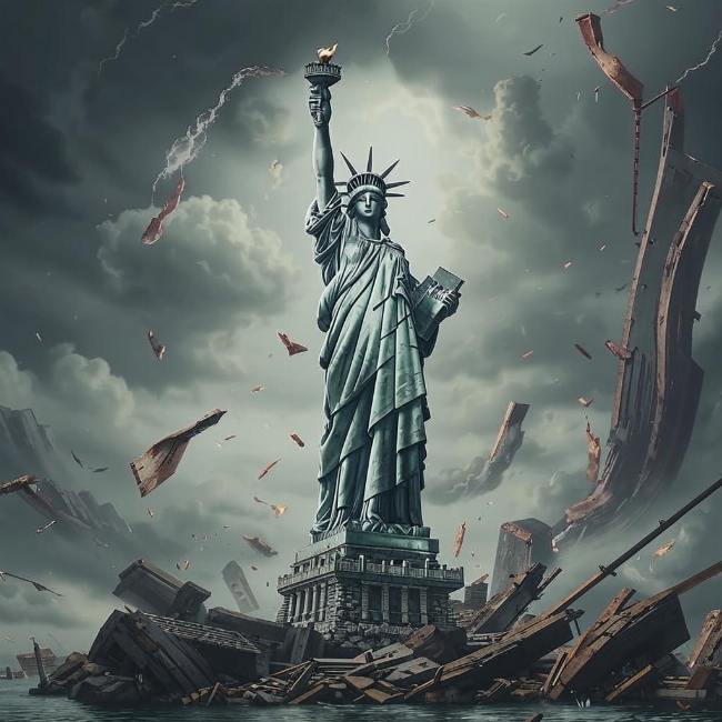 Поверженная статуя свободы