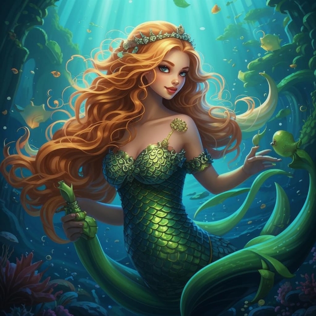 Русалка в море
