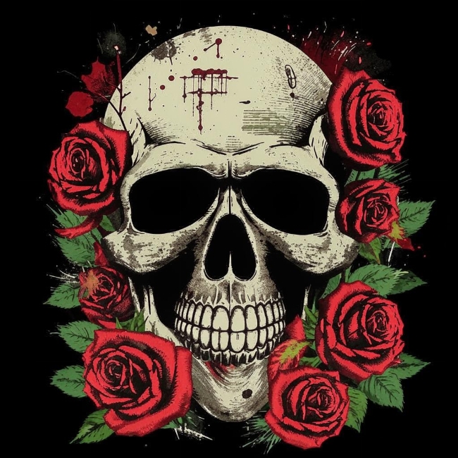 Череп с розами
