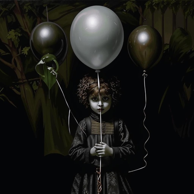 Жуткий ребенок с шариком