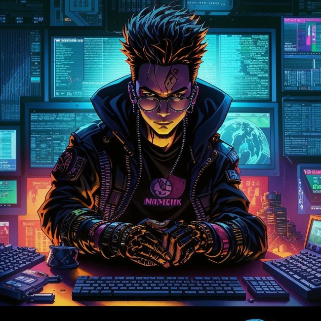 Хакер в стиле киберпанк