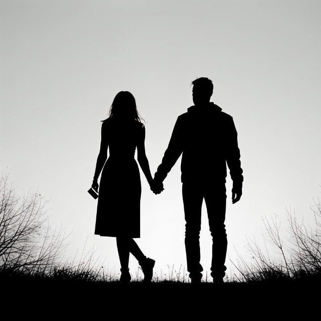 Пара держится за руки