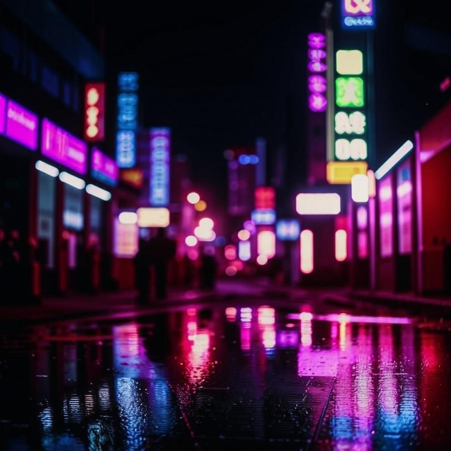 Улица в неоновых огнях