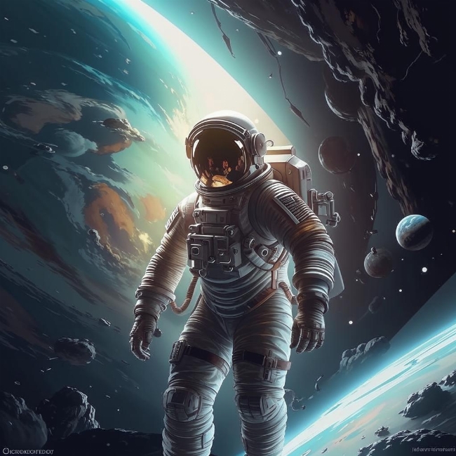 Космонавт в космосе