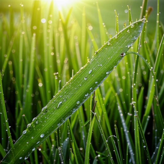 Травинка с росой