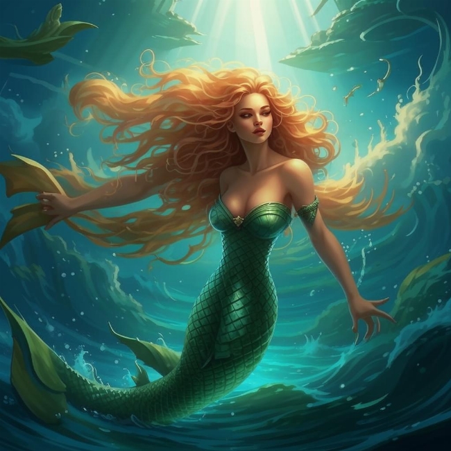 Русалка в океане