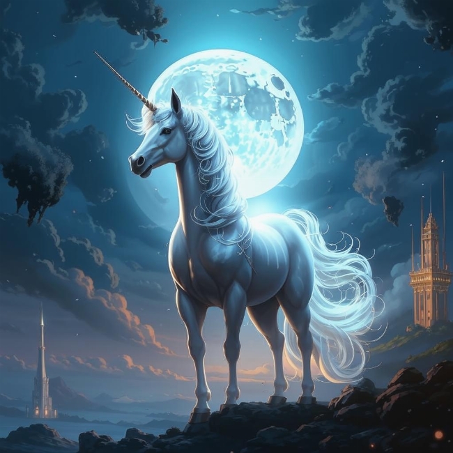 Единорог в свете луны