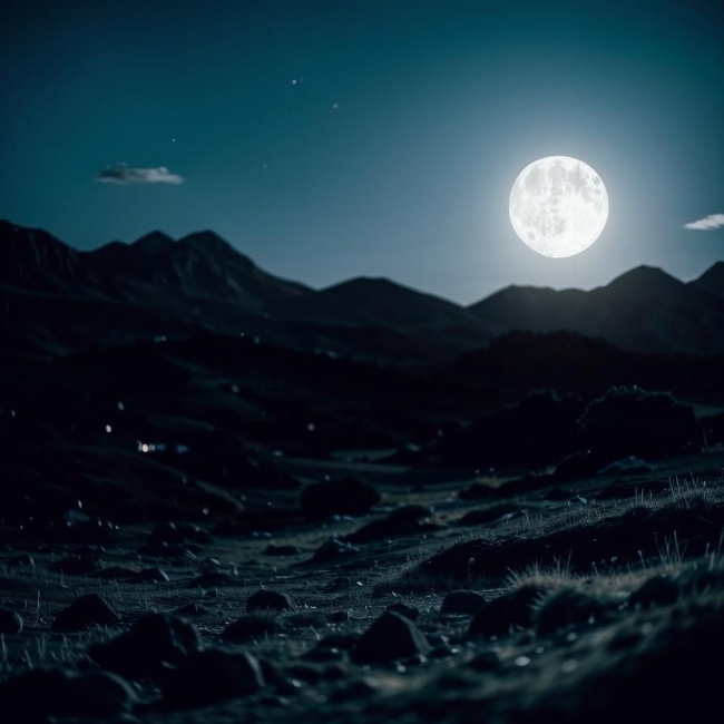 Освещенные луной горы