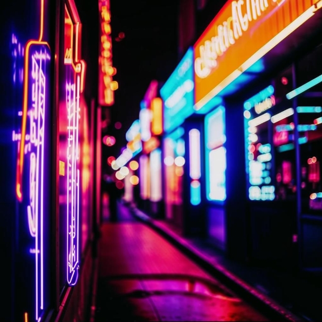 Улица в неоновых огнях