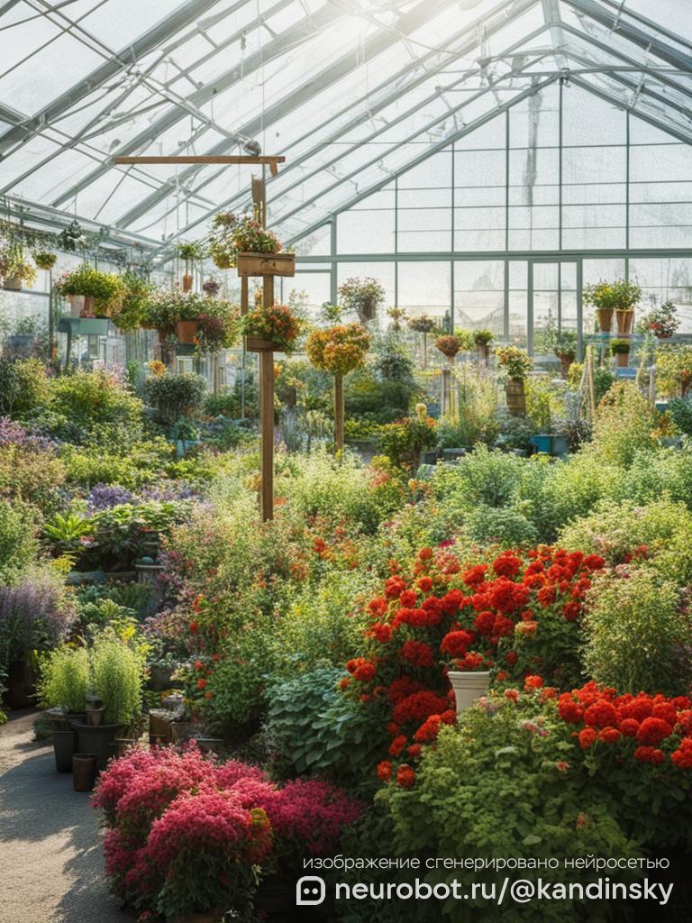 Утренний свет в спокойном садовом центре промт для нейросети Кандинский, 9:16
