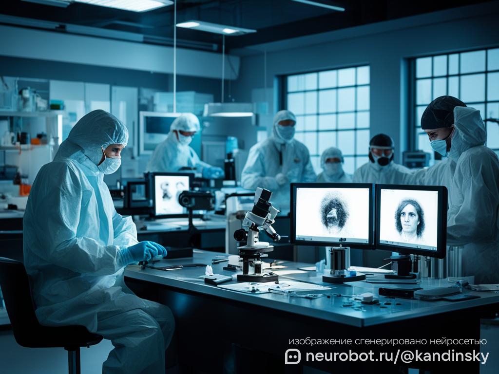 Лаборатория криминалистики с передовым оборудованием для расследования преступлений промт для нейросети Кандинский, 16:9