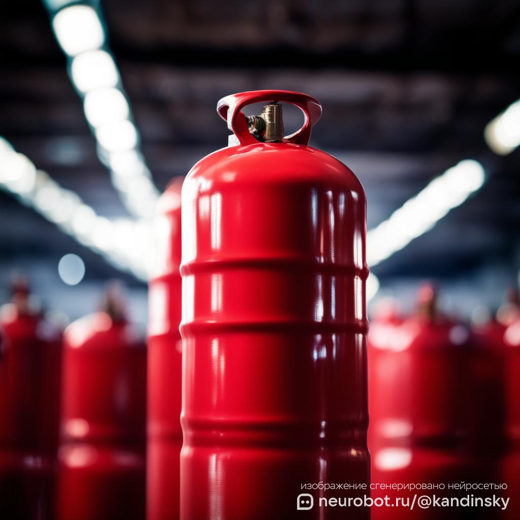 Продажа и заправка бытовых газовых баллонов промт для нейросети Кандинский, 1:1