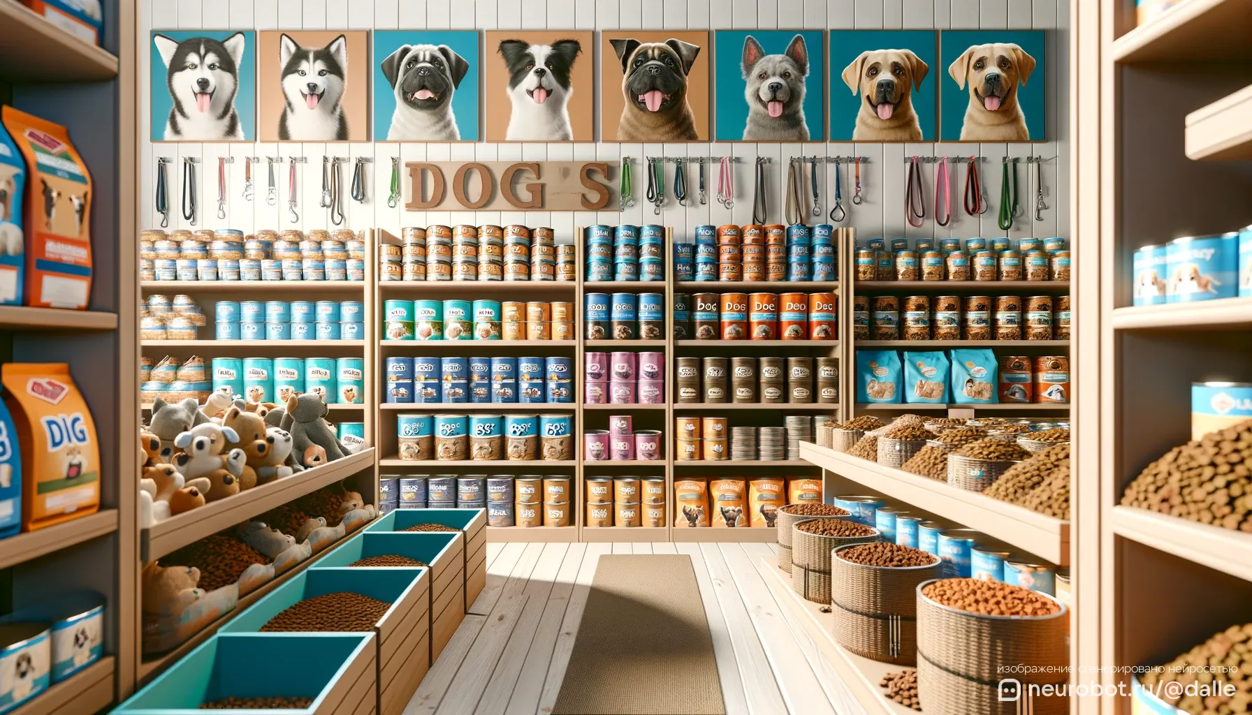 Раздел товаров для собак в зоомагазине промт для нейросетей
